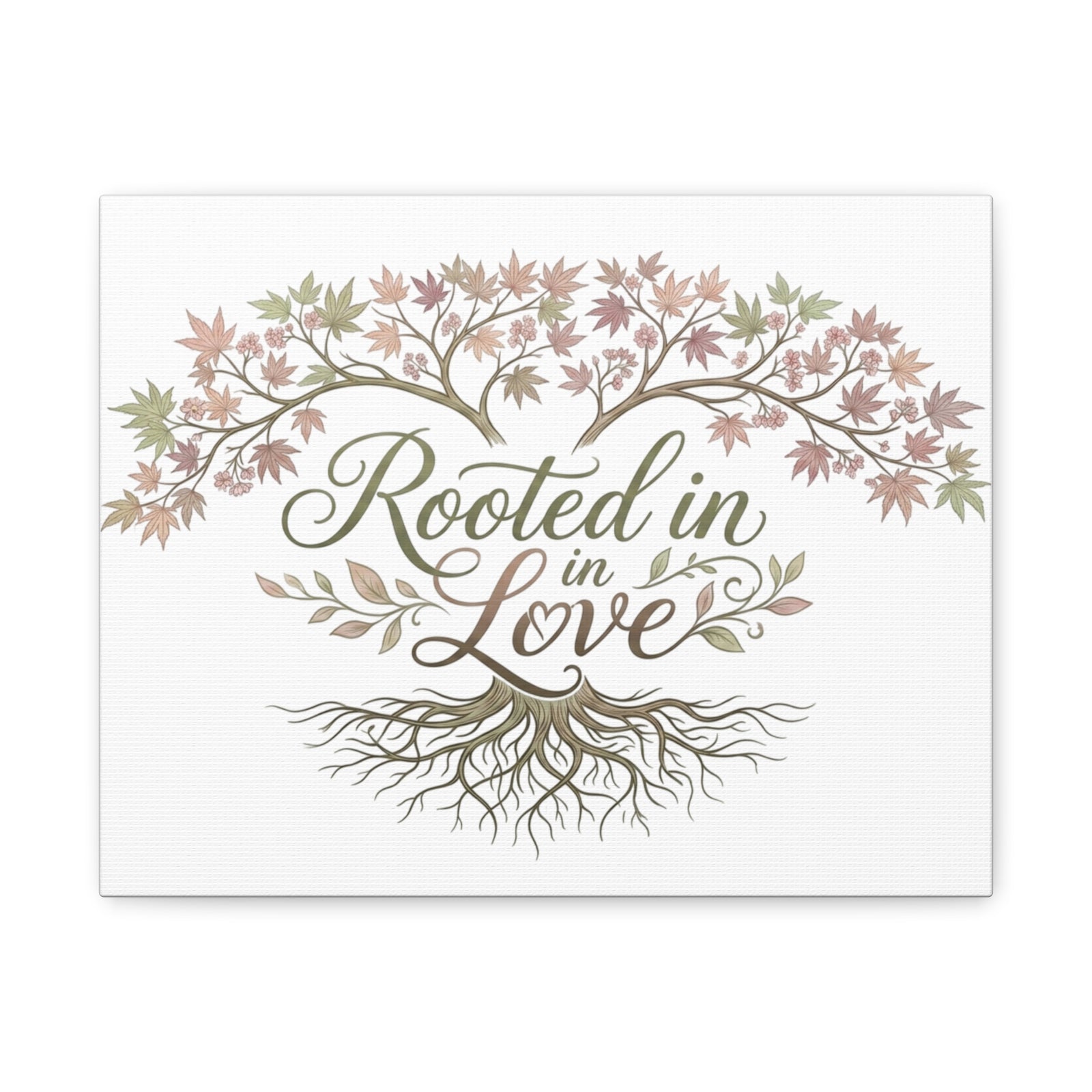 Rooted in Love Tree Canvas Wall Art — Inspirational Family Quote Home Decor