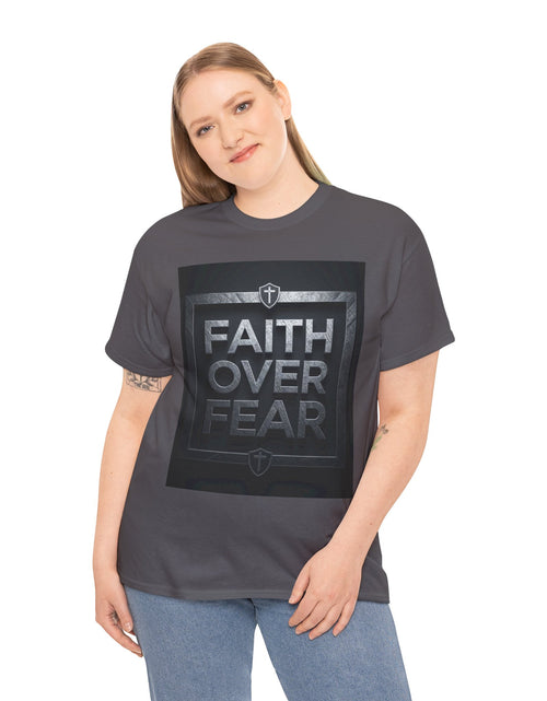 Load image into Gallery viewer, Faith Over Fear T-Shirt — Inspirational Christian Tee with Bold Typography For Men &amp; Women
