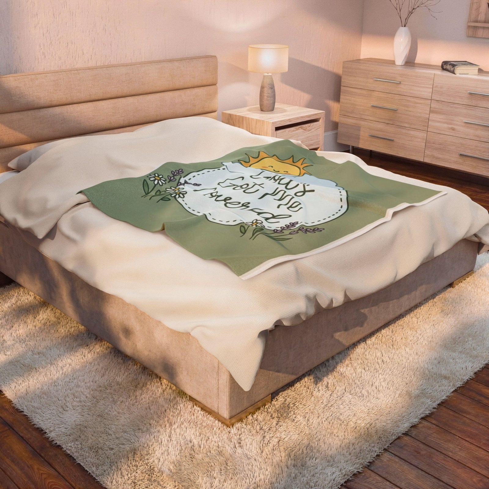 God's Got Me Covered - Sun Cloud Floral Faith Design - Baby Kid Soft Velveteen Plush Blanket