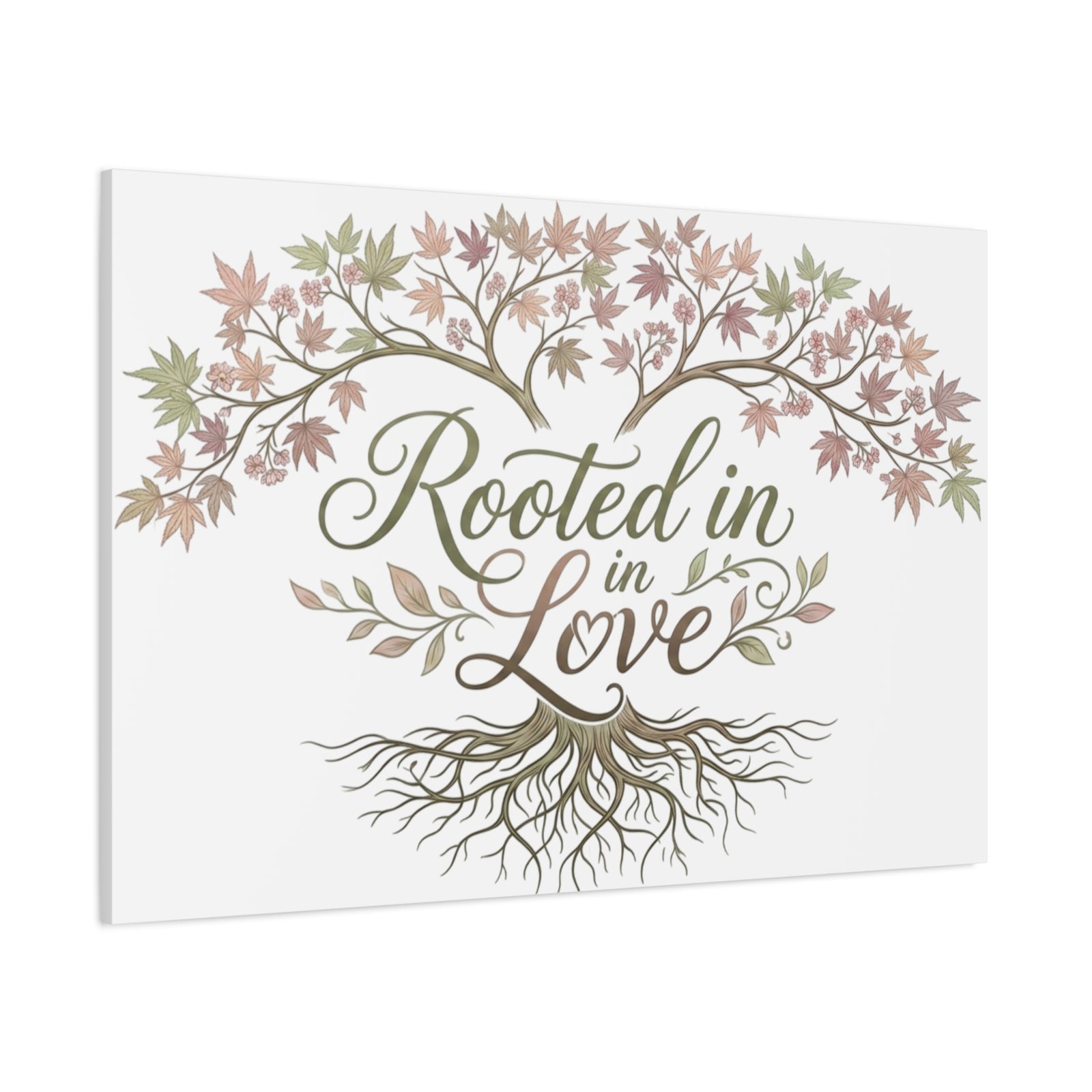 Rooted in Love Tree Canvas Wall Art — Inspirational Family Quote Home Decor