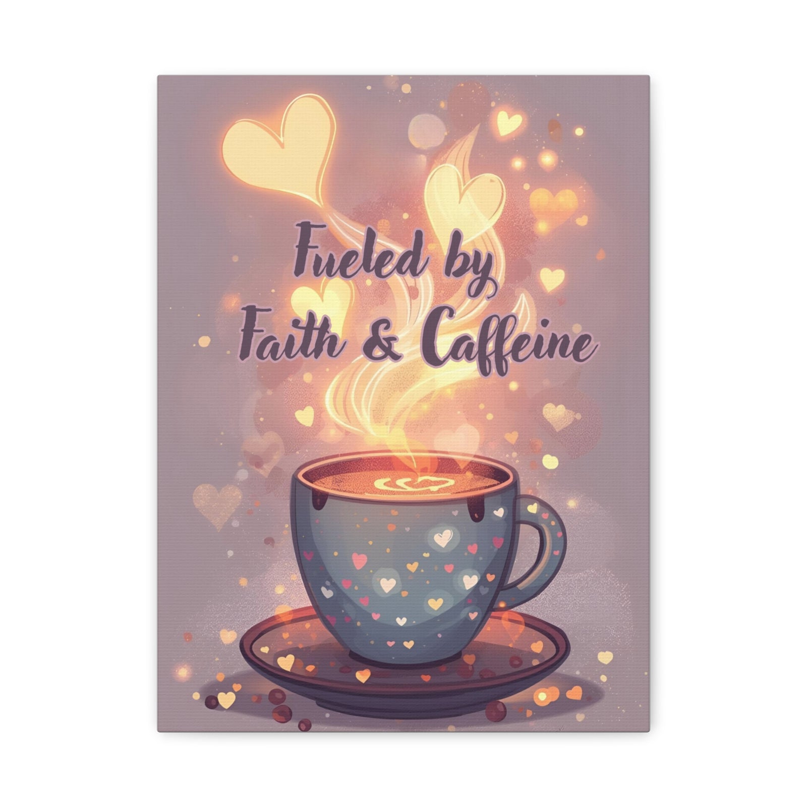 Canvas Wall Art "Fueled by Faith & Caffeine" — Coffee Lover Inspirational Home - Coffee Shop Decor