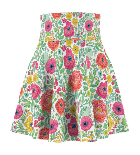 Floral Watercolor Skater Skirt for Women | Soft Spring Summer Skirt | Feminine Boho Garden Party Outfit | Cute Flowy Skirt
