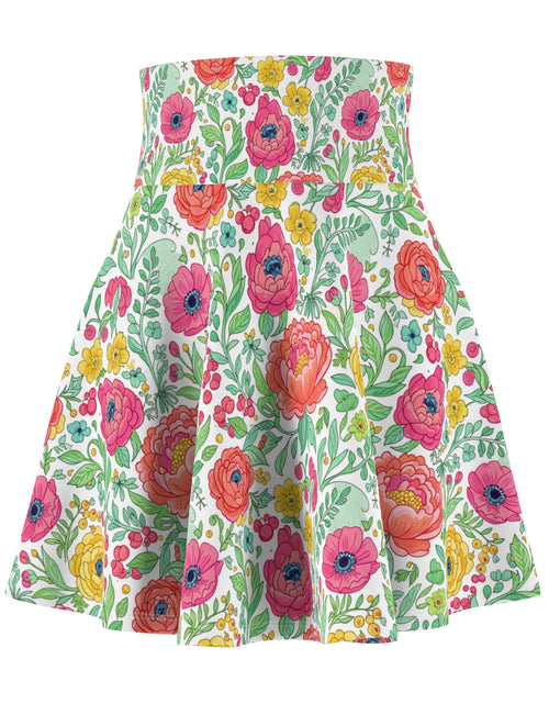 Load image into Gallery viewer, Floral Watercolor Skater Skirt for Women | Soft Spring Summer Skirt | Feminine Boho Garden Party Outfit | Cute Flowy Skirt
