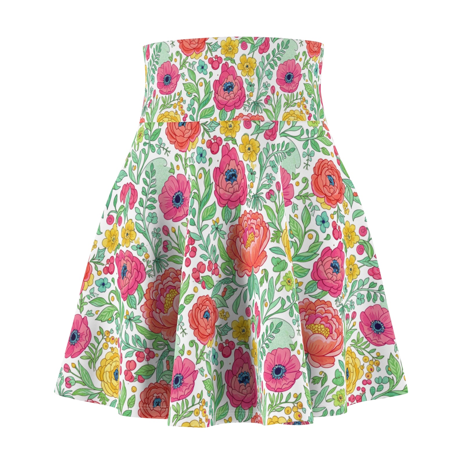 Floral Watercolor Skater Skirt for Women | Soft Spring Summer Skirt | Feminine Boho Garden Party Outfit | Cute Flowy Skirt