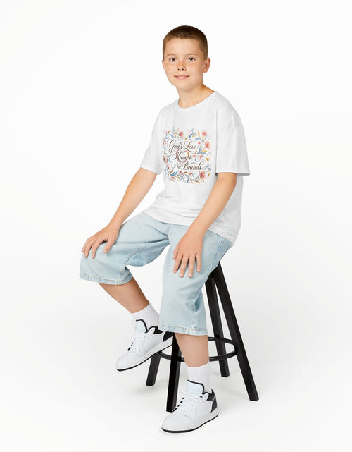Load image into Gallery viewer, Kids Tee — "God's Love Knows No Bounds" Floral Shirt
