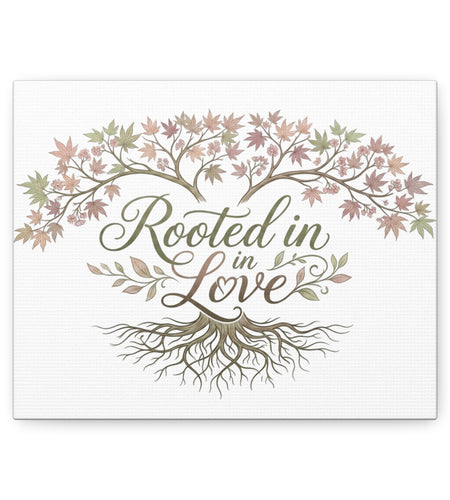Rooted in Love Tree Canvas Wall Art — Inspirational Family Quote Home Decor