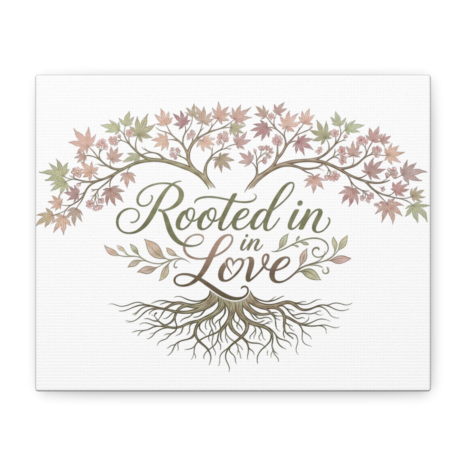 Rooted in Love Tree Canvas Wall Art — Inspirational Family Quote Home Decor