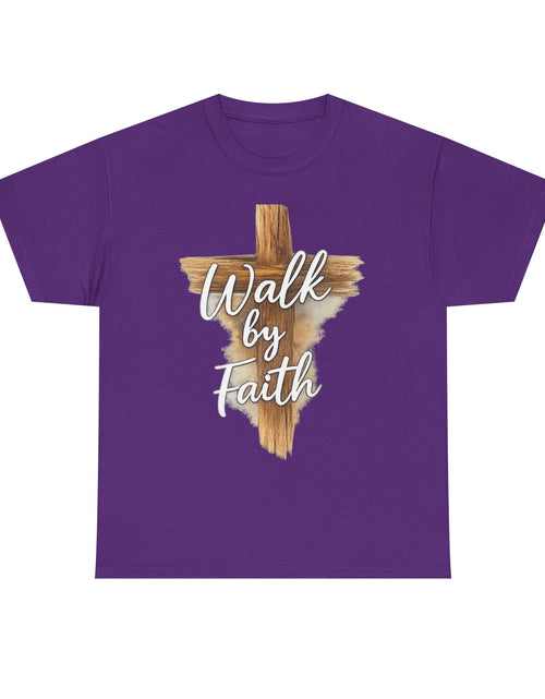 Load image into Gallery viewer, Walk By Faith Tee — Christian Cross Faith Men's T‑Shirt
