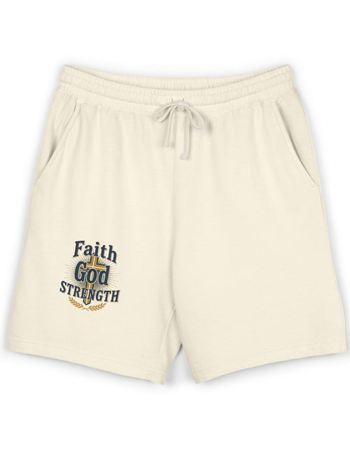 Load image into Gallery viewer, Faith God Strength Fleece Sweat Shorts — Lightweight Religious Lounge Shorts
