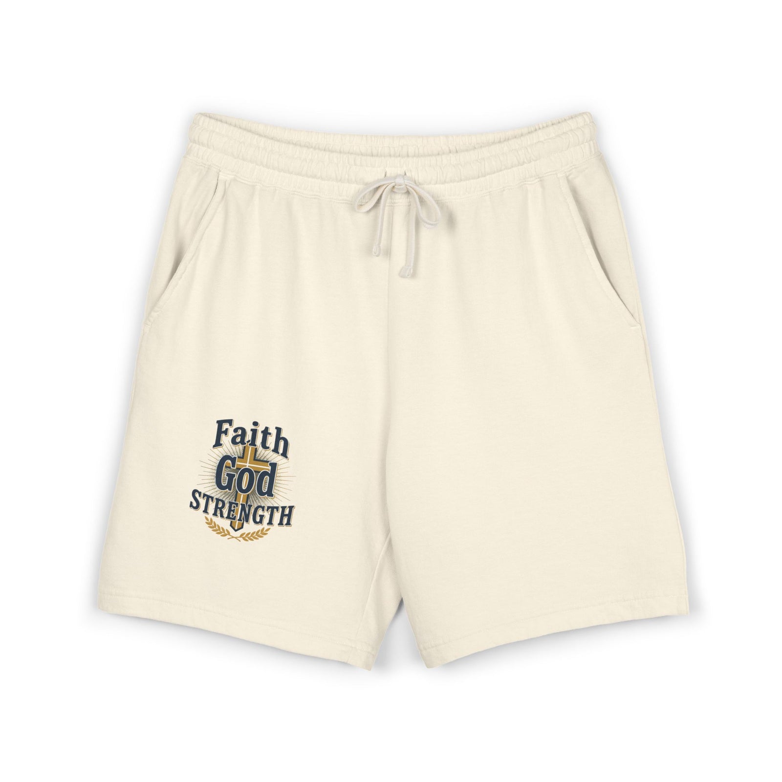 Faith God Strength Fleece Sweat Shorts — Lightweight Religious Lounge Shorts