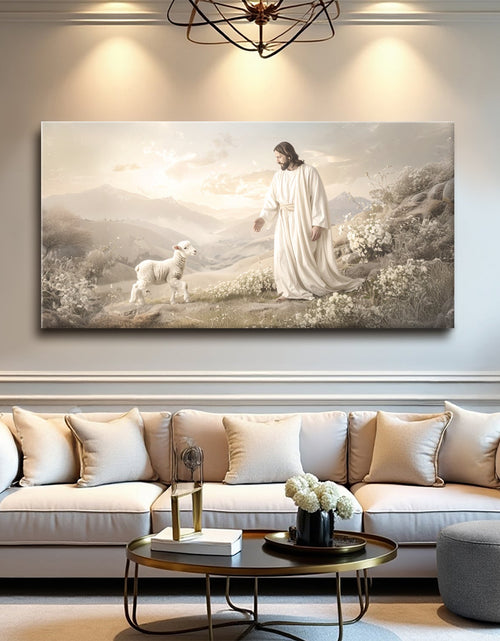 Load image into Gallery viewer, Jesus Protects The Lamb From Wolves Faith Wall Art X
