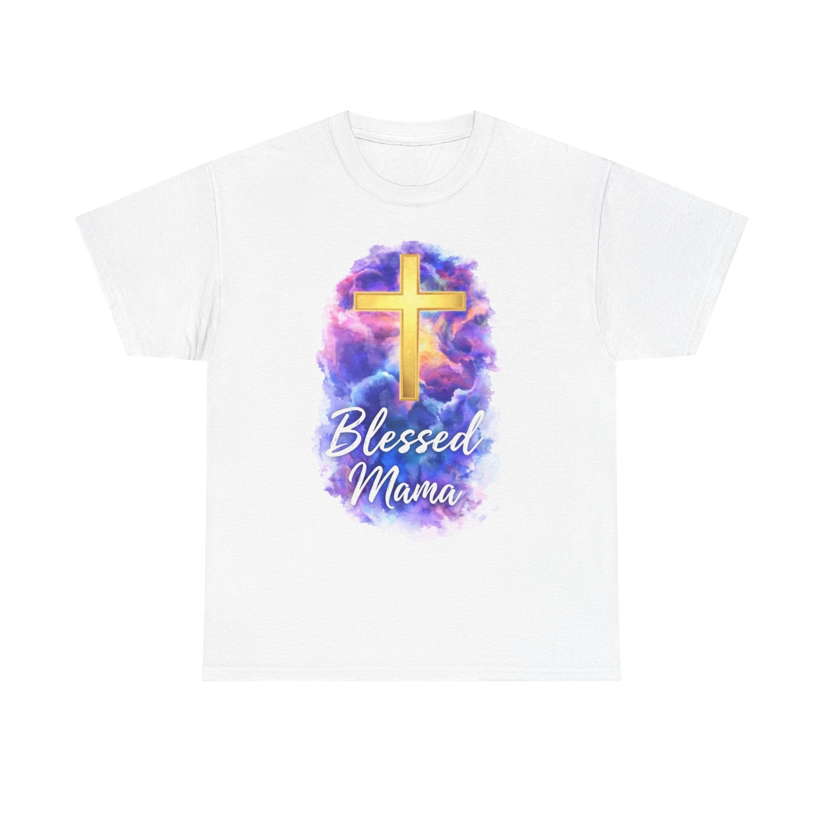 Blessed Mama Cross Tee, Women's Christian Faith Tee Shirt