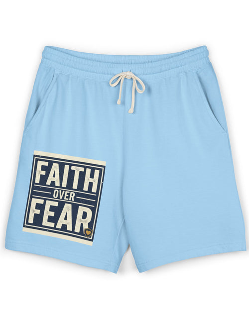 Load image into Gallery viewer, Men’s Faith Over Fear Fleece Shorts – Christian Graphic Lounge Shorts, Casual Spring Summer Athleisure
