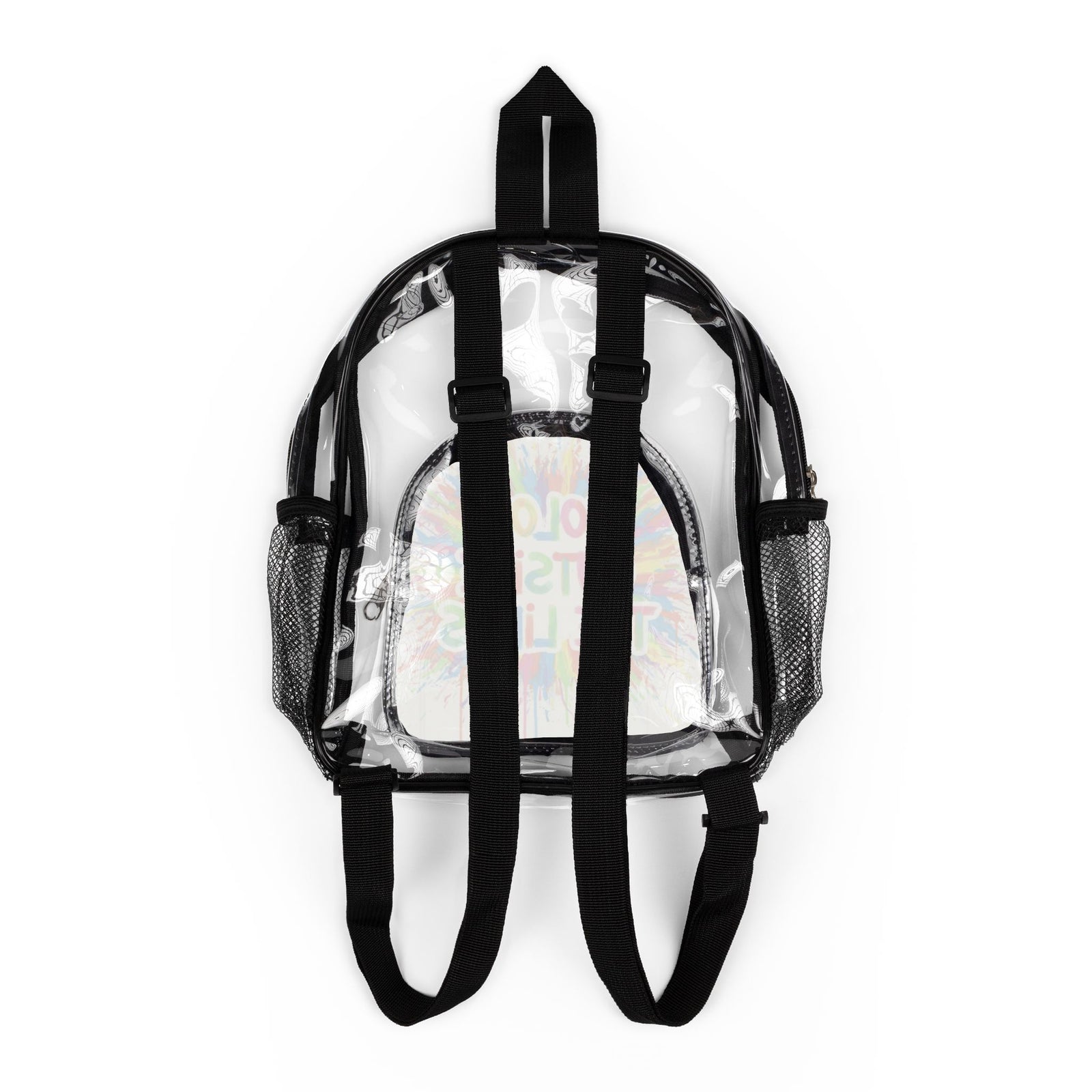 "Color Outside the Lines" Clear Stadium Backpack — Transparent School & Event Bag