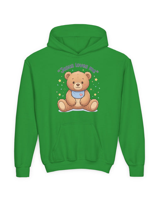Load image into Gallery viewer, Jesus Loves Me Teddy Bear Kids Hoodie | Christian Youth Sweatshirt | Cute Faith-Based Kids Clothes | Gift for Boys &amp; Girls
