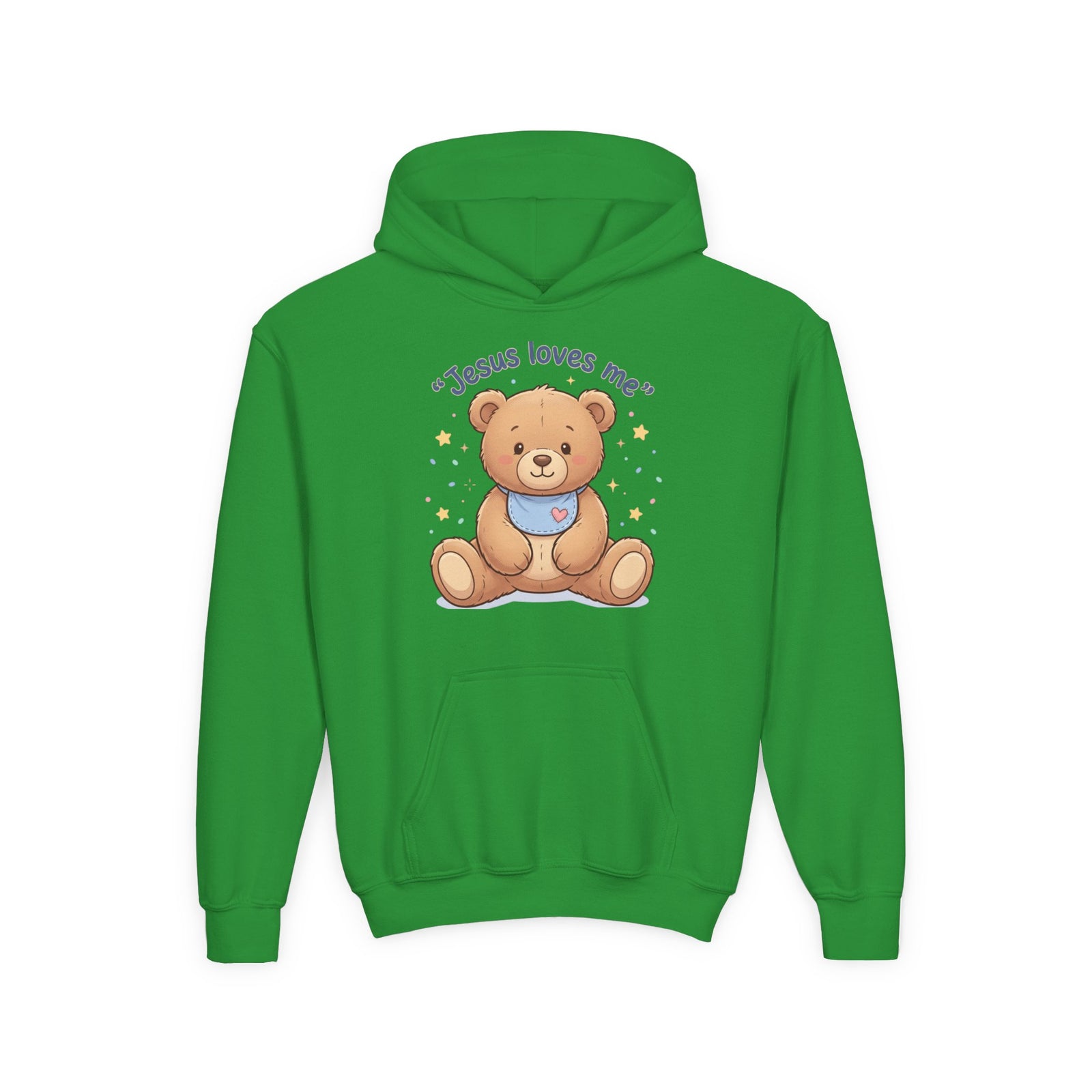 Jesus Loves Me Teddy Bear Kids Hoodie | Christian Youth Sweatshirt | Cute Faith-Based Kids Clothes | Gift for Boys & Girls