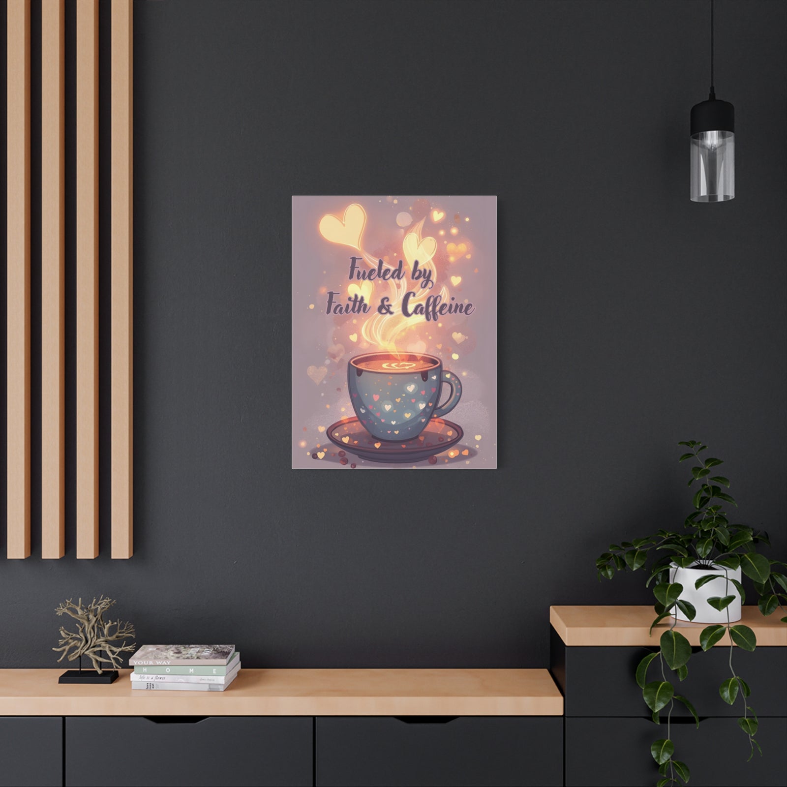 Canvas Wall Art "Fueled by Faith & Caffeine" — Coffee Lover Inspirational Home - Coffee Shop Decor
