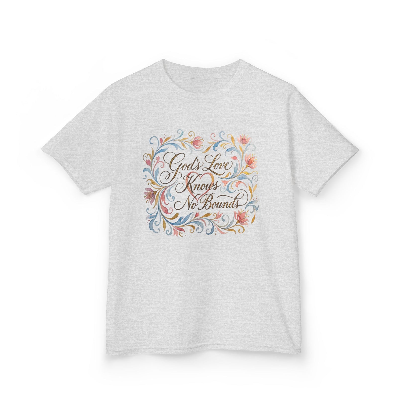 Kids Tee — "God's Love Knows No Bounds" Floral Shirt