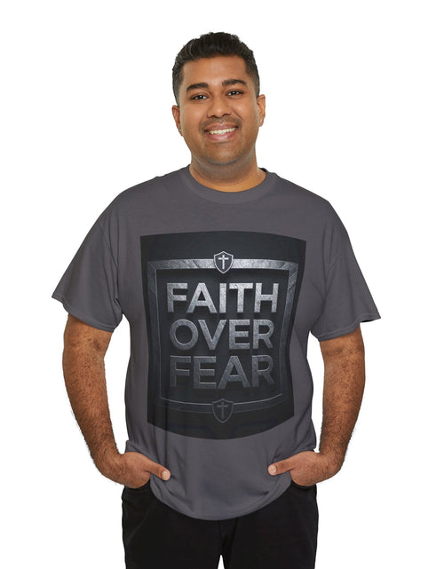 Load image into Gallery viewer, Faith Over Fear T-Shirt — Inspirational Christian Tee with Bold Typography For Men &amp; Women
