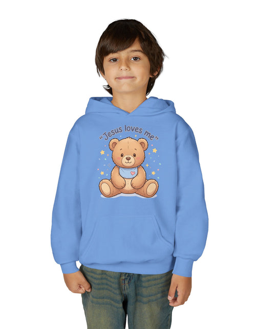 Load image into Gallery viewer, Jesus Loves Me Teddy Bear Kids Hoodie | Christian Youth Sweatshirt | Cute Faith-Based Kids Clothes | Gift for Boys &amp; Girls
