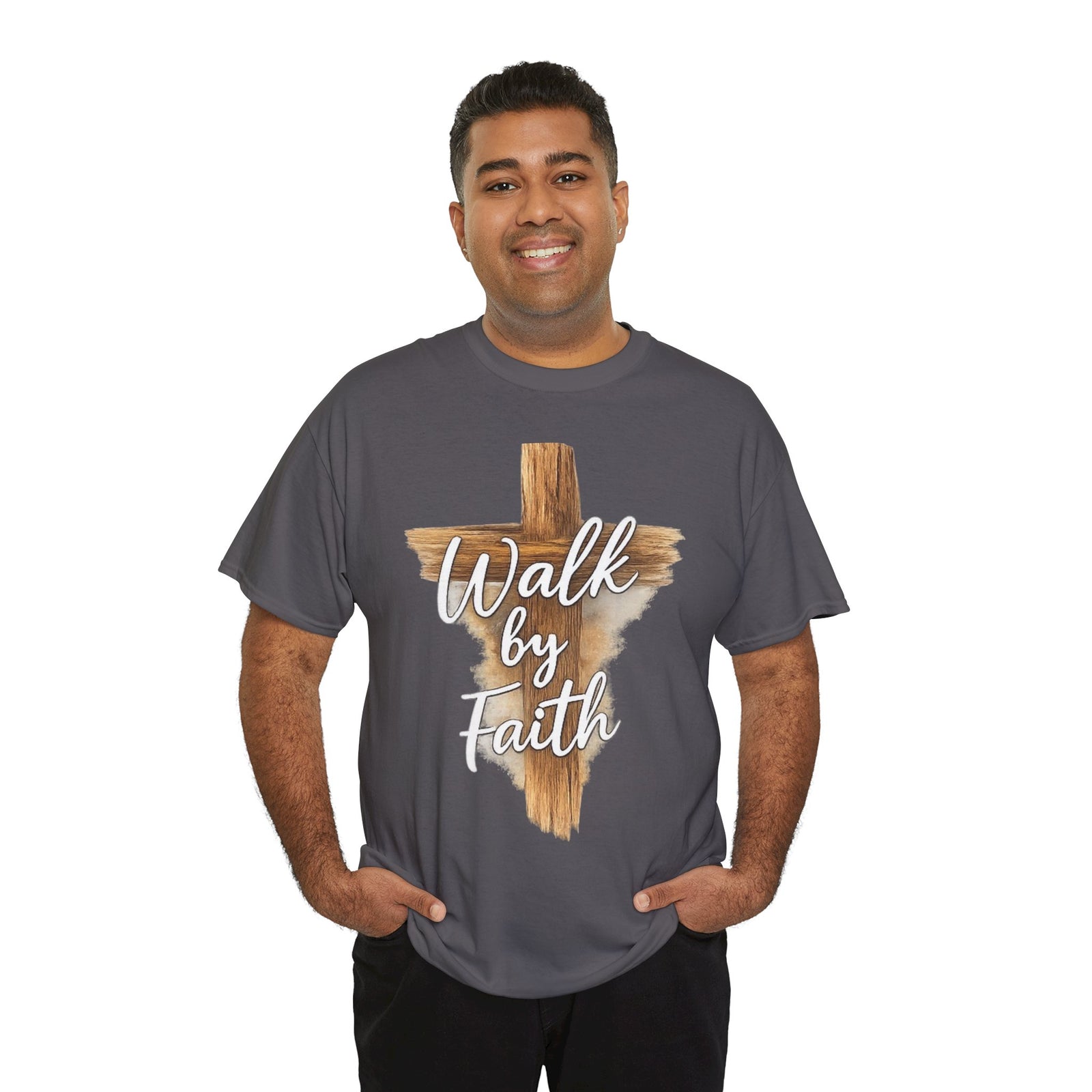Walk By Faith Tee — Christian Cross Faith Men's T‑Shirt