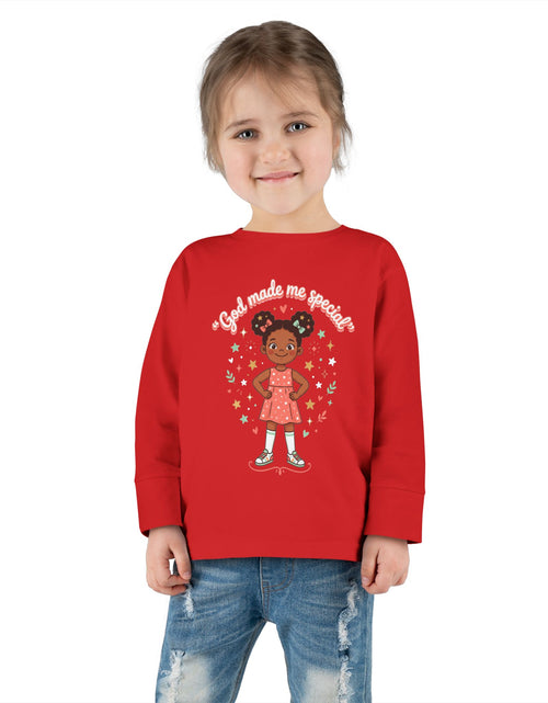 Load image into Gallery viewer, God Made Me Special Girls Long Sleeve Shirt | Christian Toddler Girl Shirt | Faith-Based Kids Clothes | Cute Religious Gift for Girls
