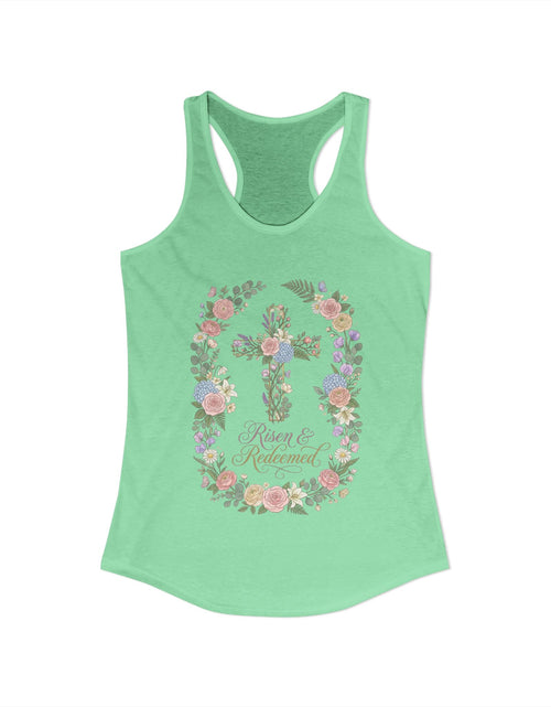 Load image into Gallery viewer, Blessed &amp; Redeemed Women's Christian Tank Top – Cross Faith Shirt – Inspirational Christian Summer Apparel
