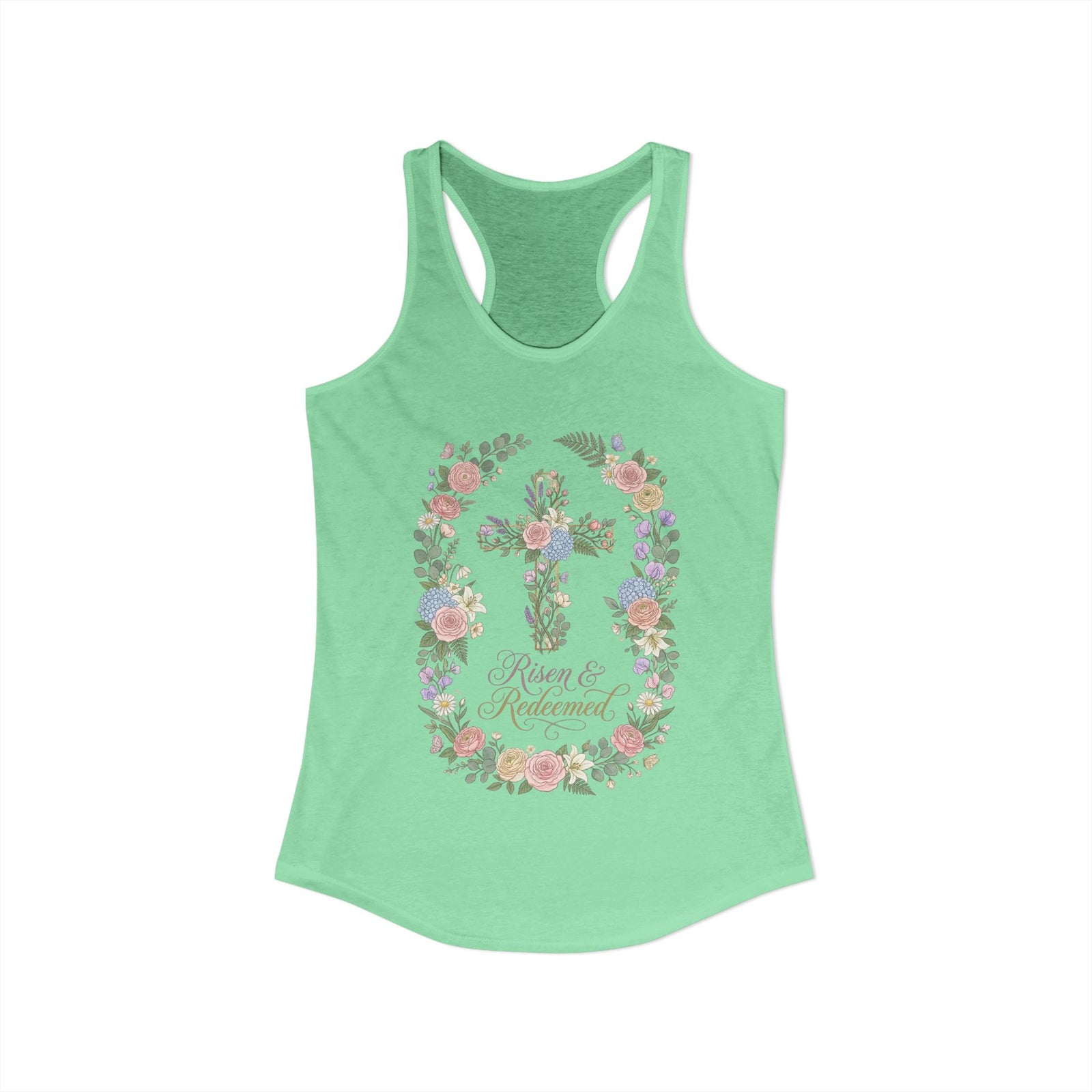 Blessed & Redeemed Women's Christian Tank Top – Cross Faith Shirt – Inspirational Christian Summer Apparel
