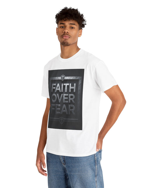 Load image into Gallery viewer, Faith Over Fear T-Shirt — Inspirational Christian Tee with Bold Typography For Men &amp; Women
