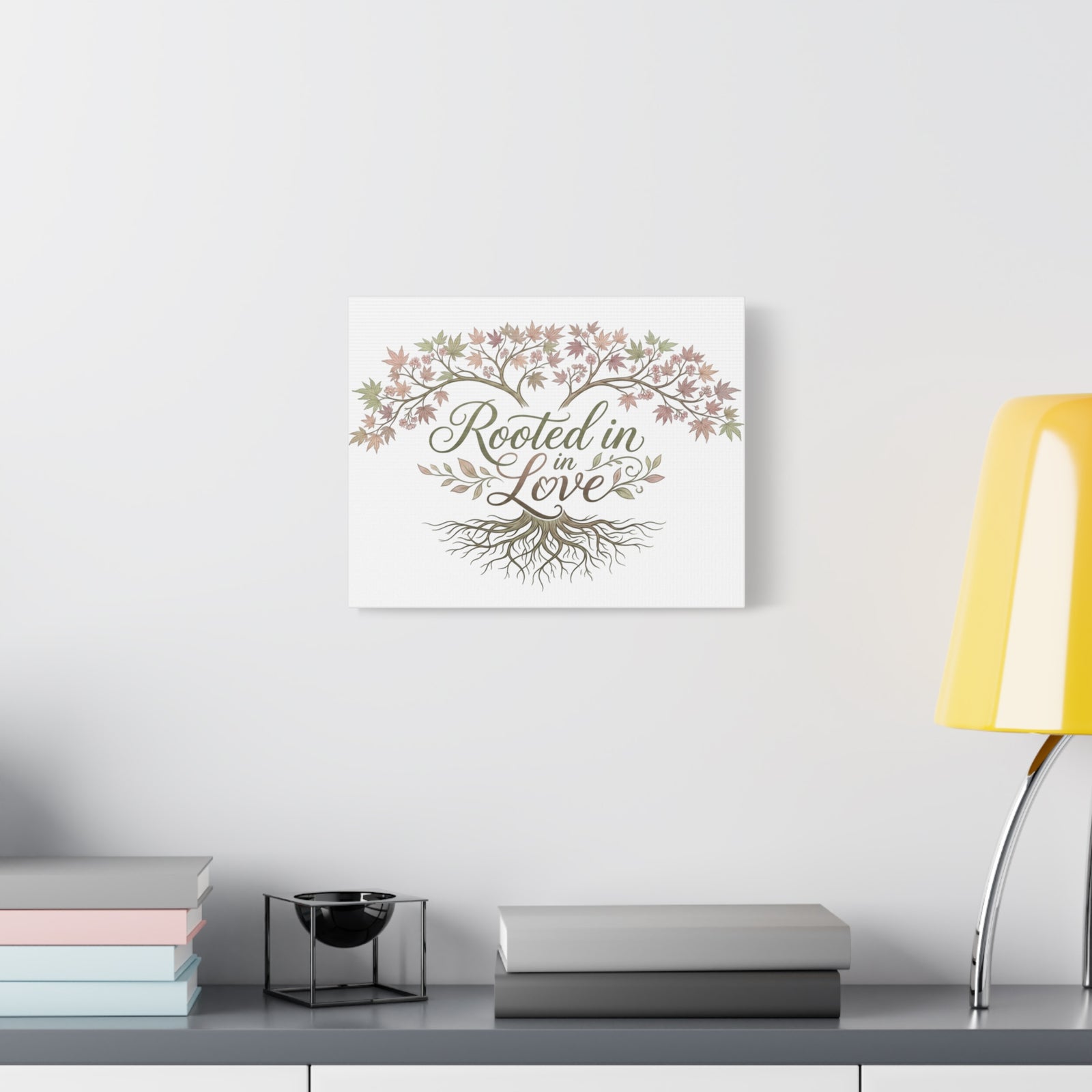 Rooted in Love Tree Canvas Wall Art — Inspirational Family Quote Home Decor