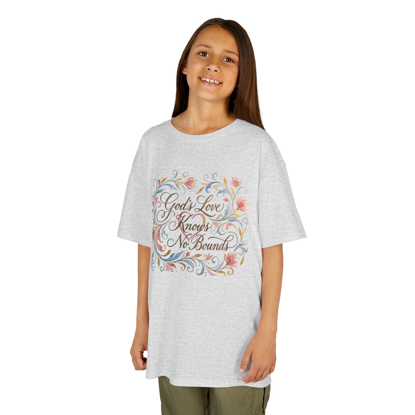 Kids Tee — "God's Love Knows No Bounds" Floral Shirt
