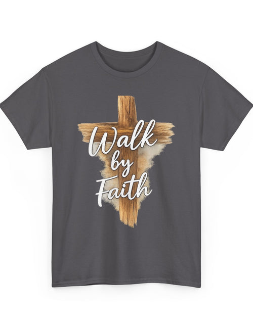 Load image into Gallery viewer, Walk By Faith Tee — Christian Cross Faith Men's T‑Shirt
