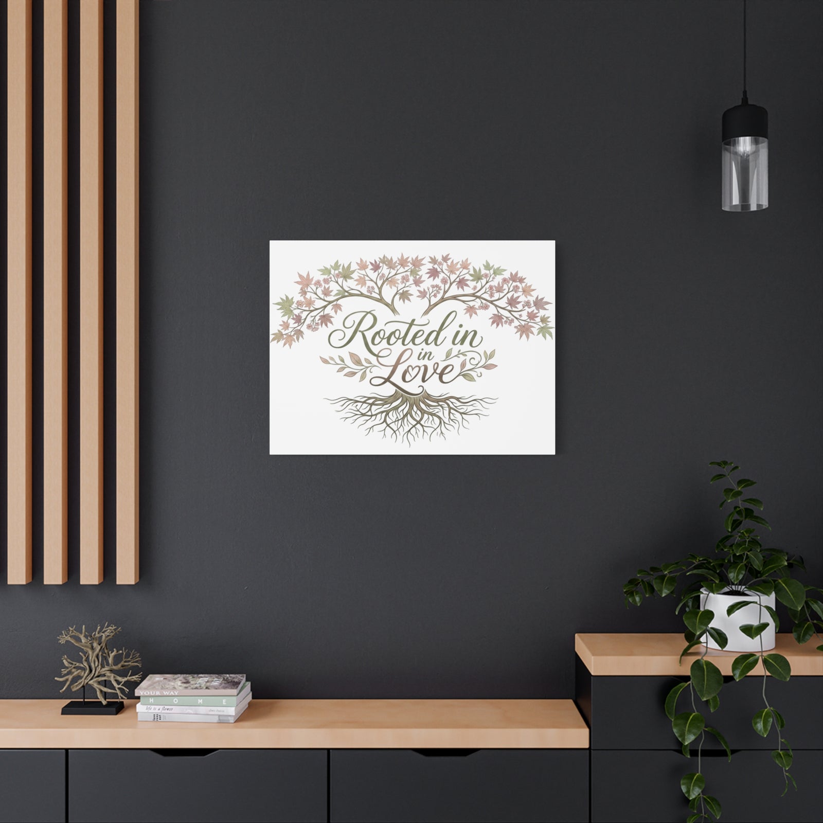 Rooted in Love Tree Canvas Wall Art — Inspirational Family Quote Home Decor
