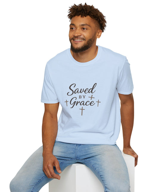Load image into Gallery viewer, Saved by Grace T‑Shirt — Christian Faith Shirt with Cross Design
