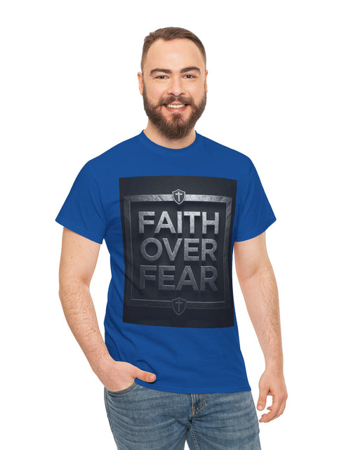 Load image into Gallery viewer, Faith Over Fear T-Shirt — Inspirational Christian Tee with Bold Typography For Men &amp; Women
