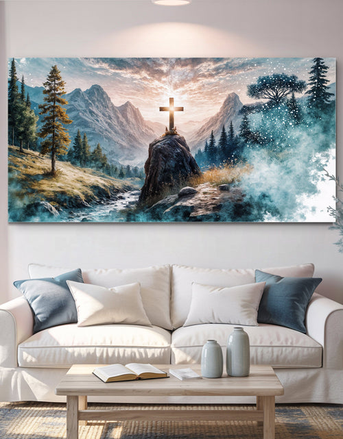 Load image into Gallery viewer, Cross On A Hill Faith Wall Art

