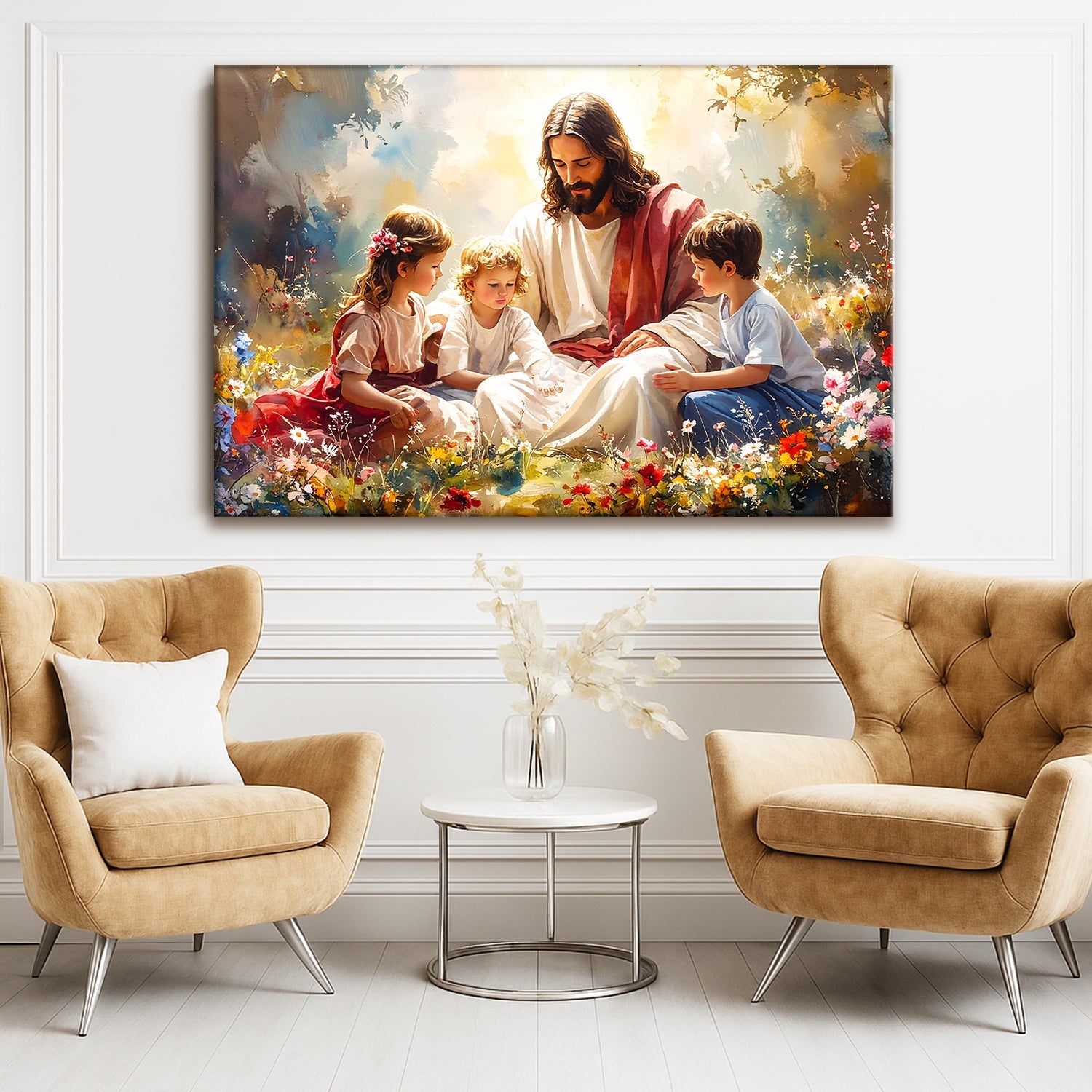 Jesus With Children Faith Wall Art II