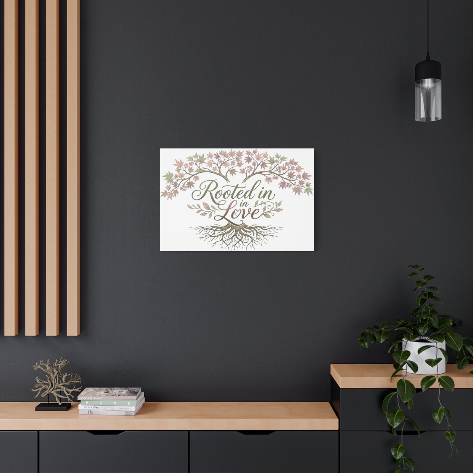 Rooted in Love Tree Canvas Wall Art — Inspirational Family Quote Home Decor