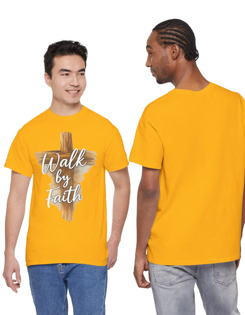 Load image into Gallery viewer, Walk By Faith Tee — Christian Cross Faith Men's T‑Shirt
