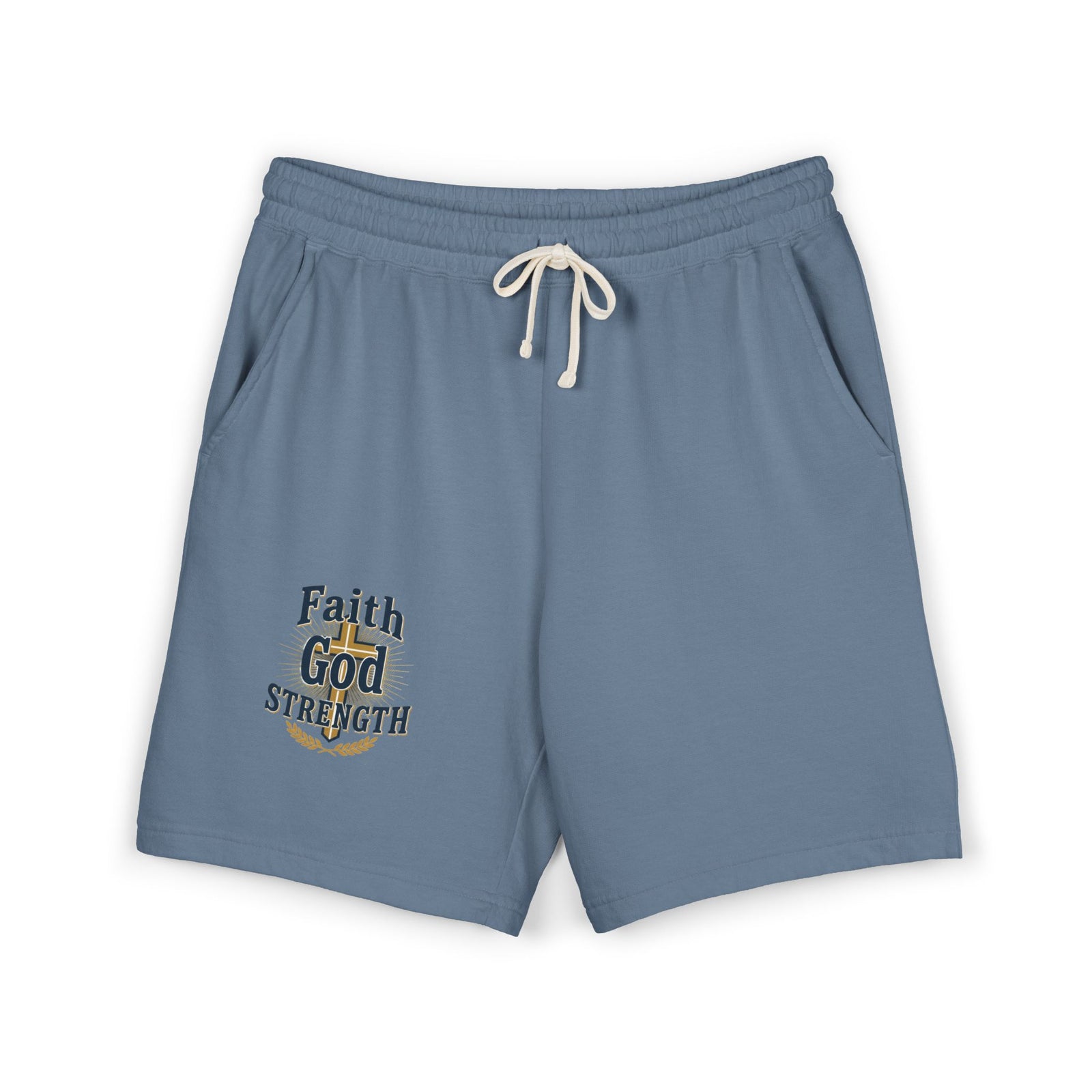 Faith God Strength Fleece Sweat Shorts — Lightweight Religious Lounge Shorts