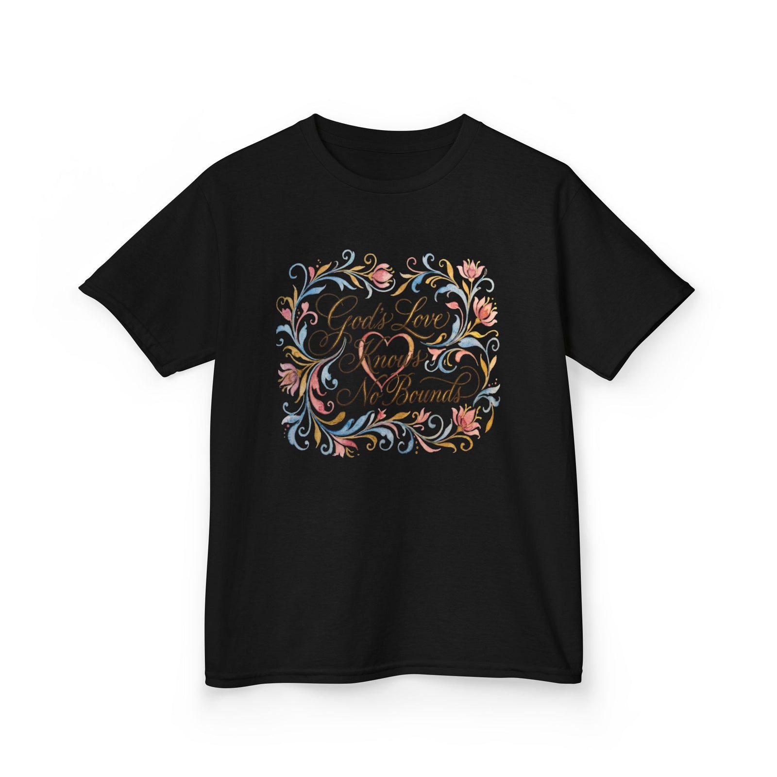 Kids Tee — "God's Love Knows No Bounds" Floral Shirt