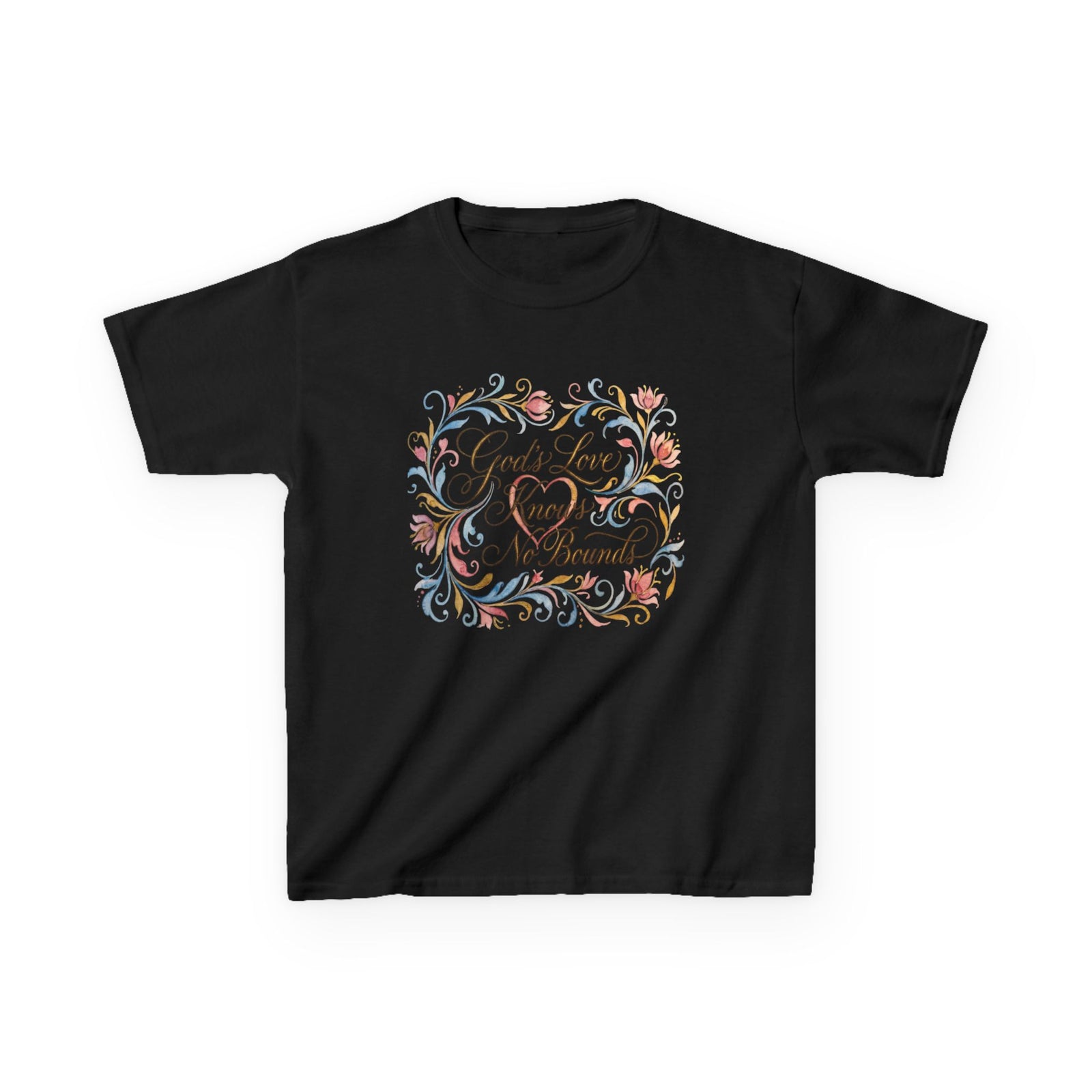 Kids Tee — "God's Love Knows No Bounds" Floral Shirt