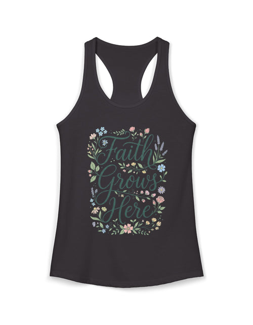 Load image into Gallery viewer, Faith Grows Here Women's Christian Tank Top – Inspirational Faith Shirt – Summer Christian Apparel

