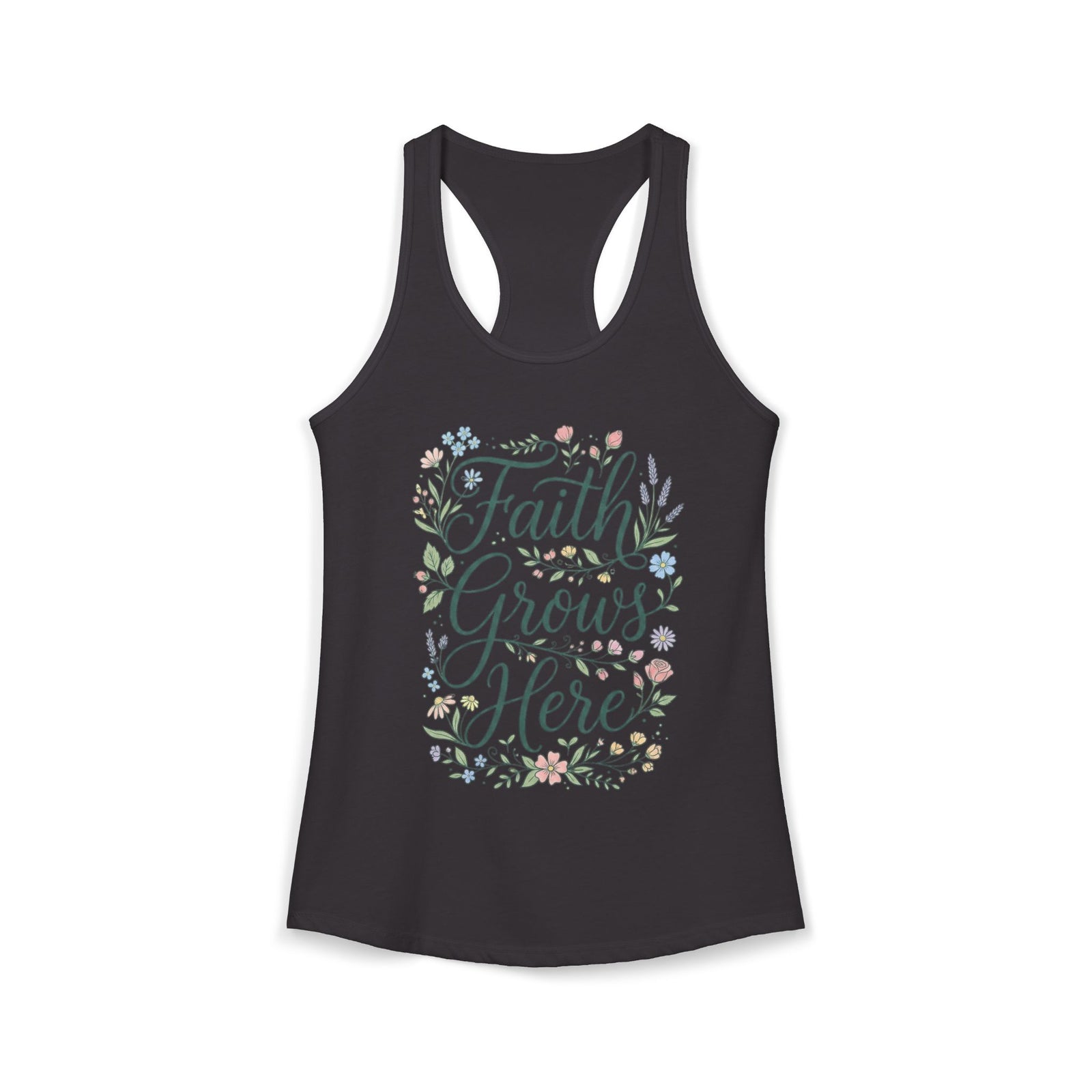 Faith Grows Here Women's Christian Tank Top – Inspirational Faith Shirt – Summer Christian Apparel