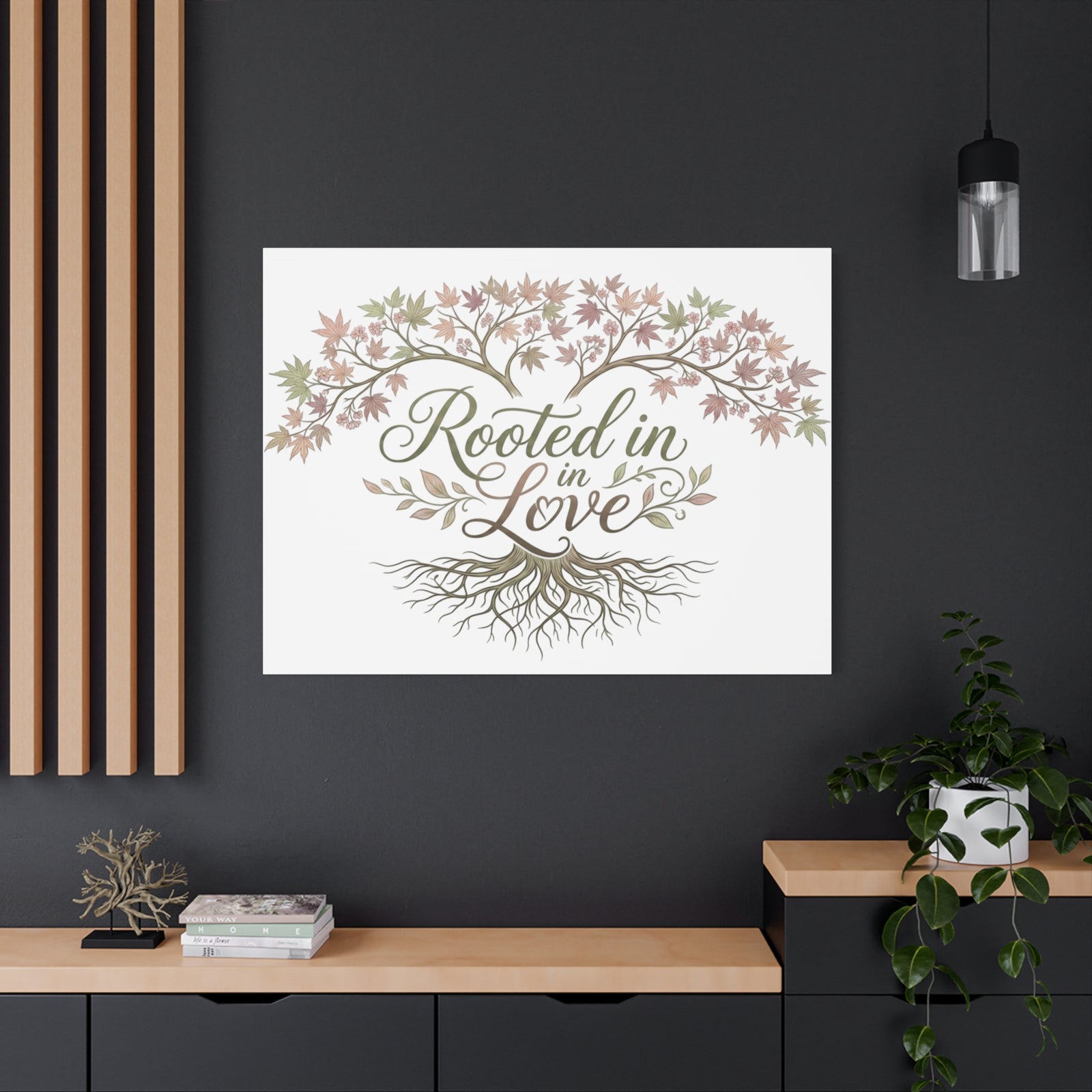 Rooted in Love Tree Canvas Wall Art — Inspirational Family Quote Home Decor