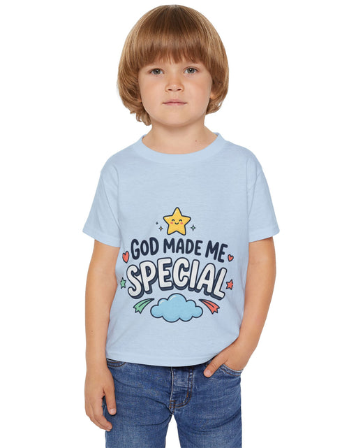 Load image into Gallery viewer, God Made Me Special Toddler T-Shirt | Christian Kids Shirt | Faith-Based Kids Clothes | Cute Religious Gift for Boys &amp; Girls
