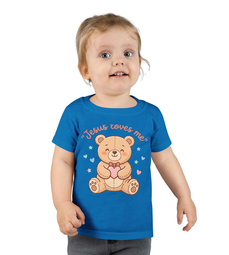 Toddler T-Shirt — Cute “Jesus Loves Me” Teddy Bear Christian Kids Tee