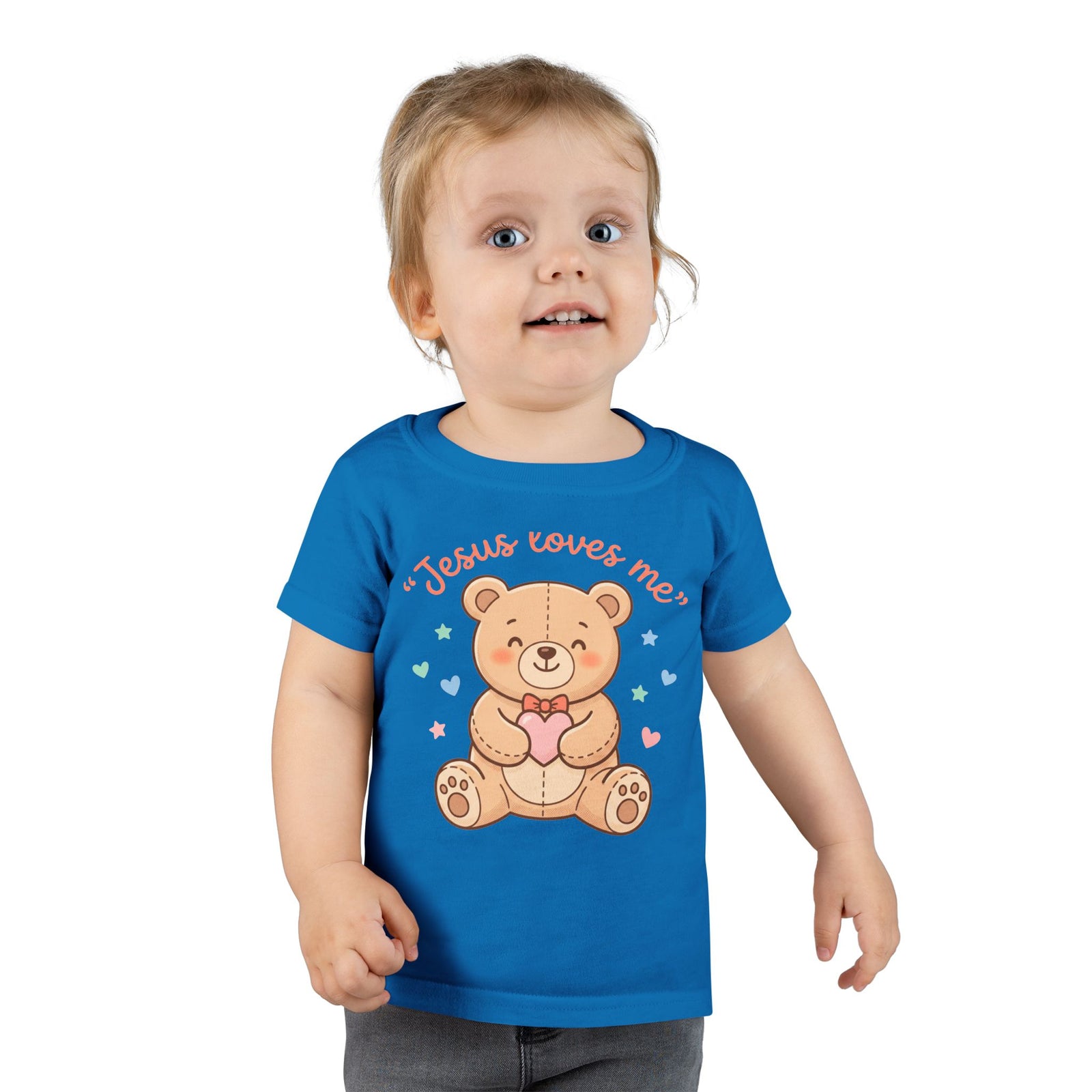 Toddler T-Shirt — Cute “Jesus Loves Me” Teddy Bear Christian Kids Tee