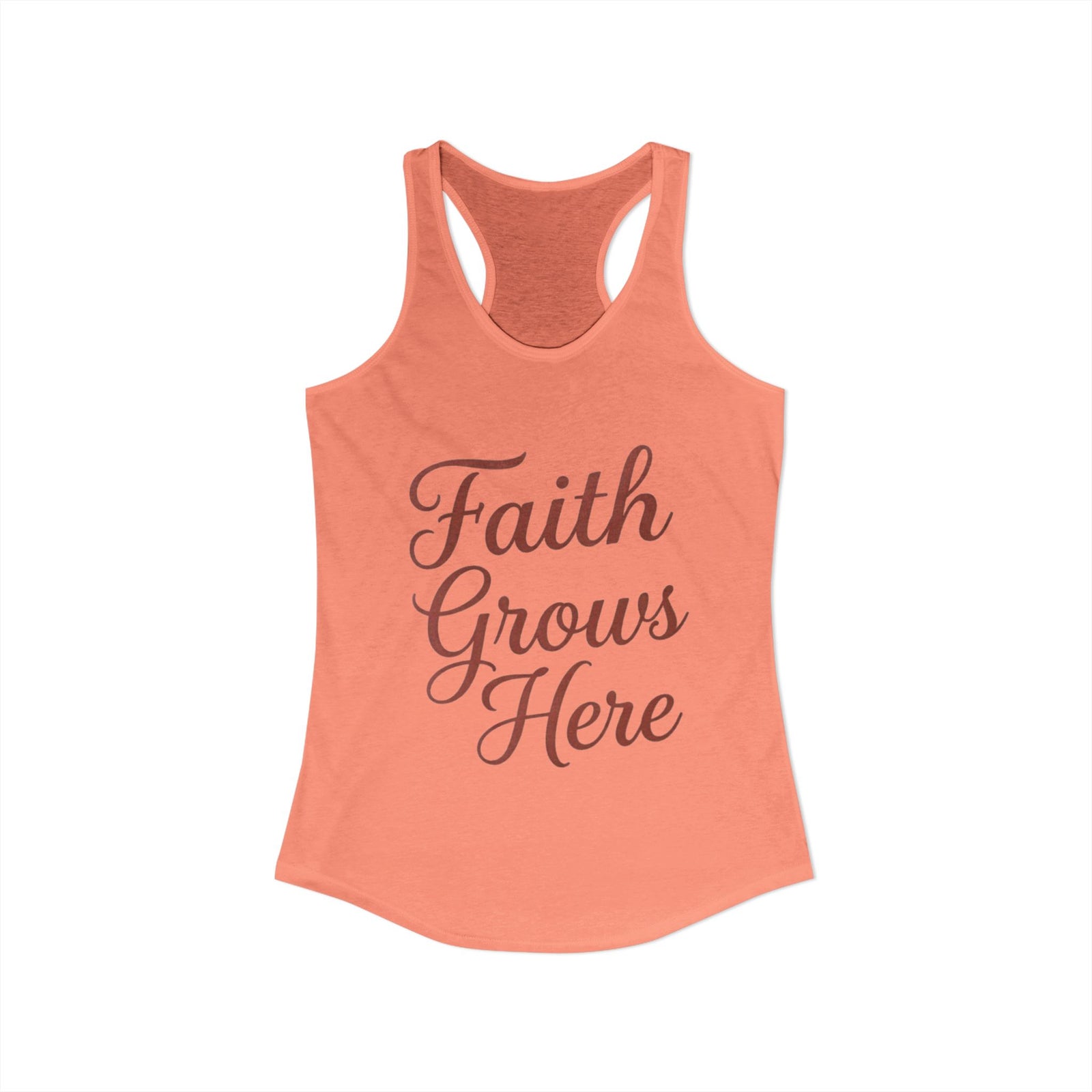 Faith Grows Here Women’s Racerback Tank, Christian Inspirational Tank Top, Faith-Based Apparel, Minimalist Scripture Style Top, Everyday Encouragement Shirt