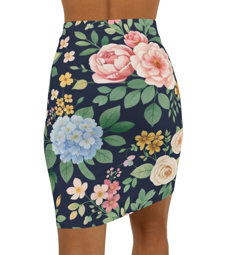 Navy Floral Pencil Skirt for Women | Elegant Garden Print Skirt | Office Chic Spring Outfit | Romantic Midi Skirt